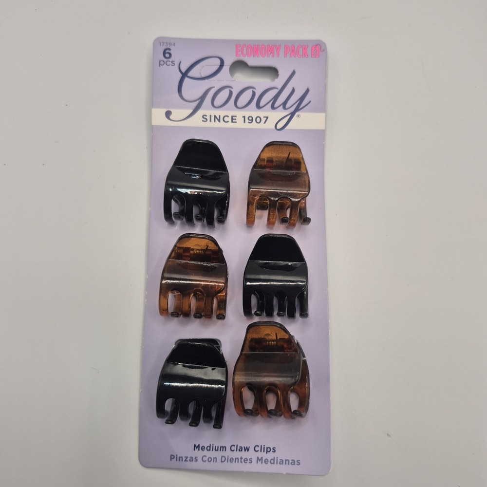 Goody Medium Claw Clips Jaw claws ( 6 pieces ) 17394 Economy pack 1 1/4" Hair